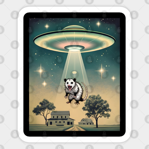 Take Me To Your Screaming Possum funny UFO design Sticker by Luxinda